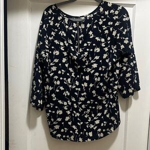 Chic Floral Black and White Blouse